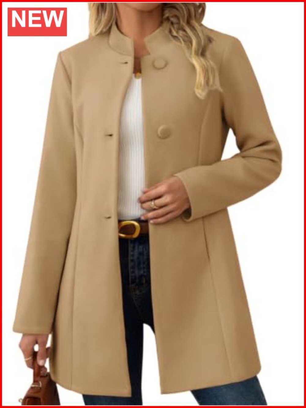 Women's Wool Pea Coat Slim Fit Mid-Long Blazer